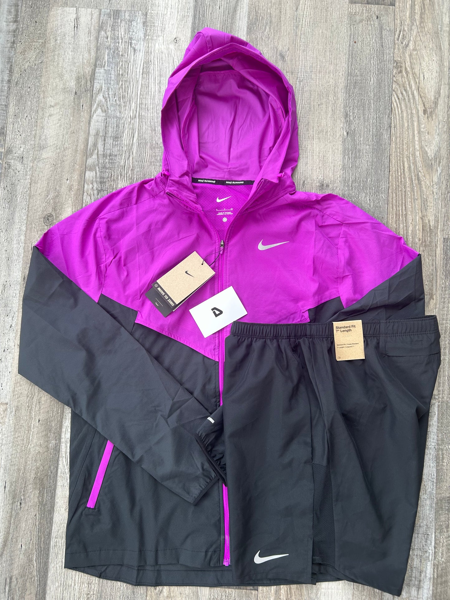 Nike Windrunner set with black shorts “Grape”