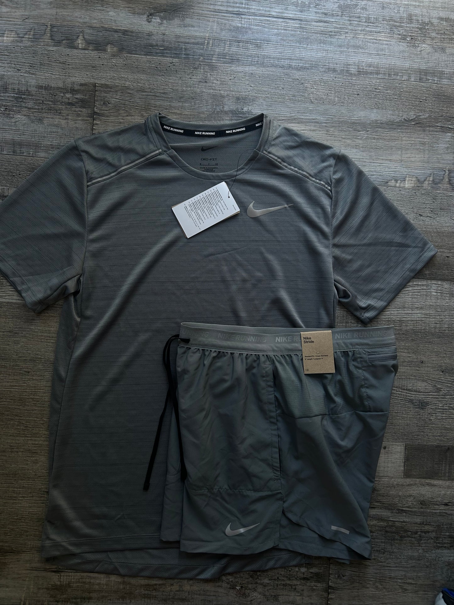Nike miler set with shorts “Smoke Grey”