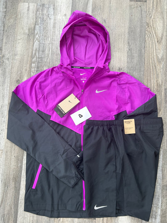 Nike Windrunner set with black shorts “Grape”