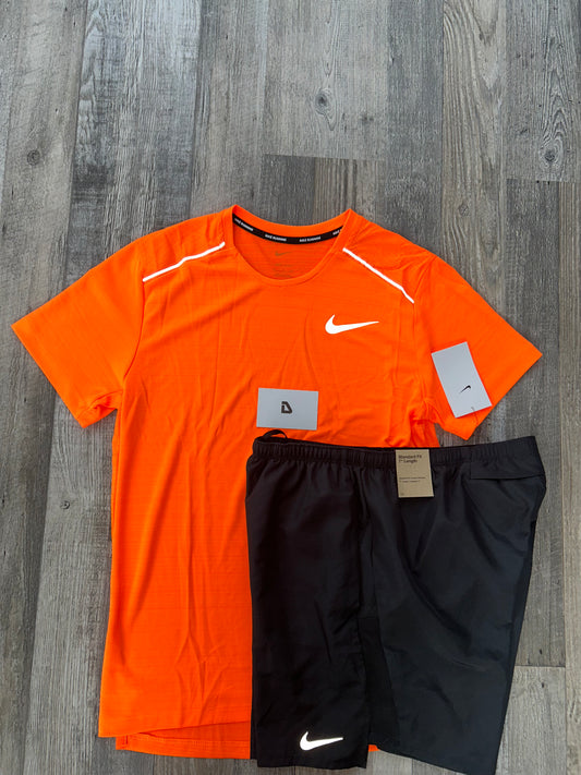 Nike miler set with shorts “Lava orange”