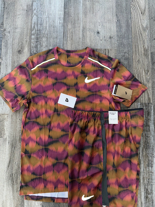 Nike miler set with shorts “Orange/pink”