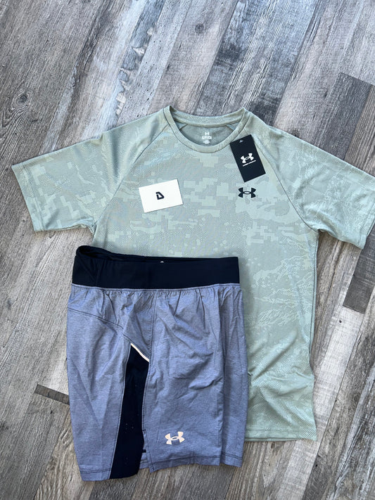 Under armour velocity set with shorts “Olive Green”