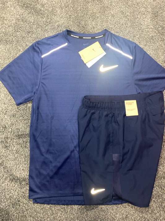 Nike miler with shorts set “Navy”